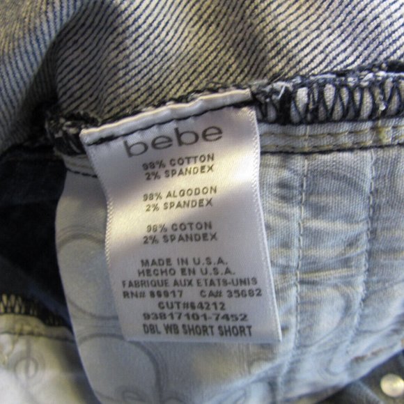 Bebe Short Shorts, Jean Hot Pants, Summer Womens Juniors size 27 - Picture 10 of 12